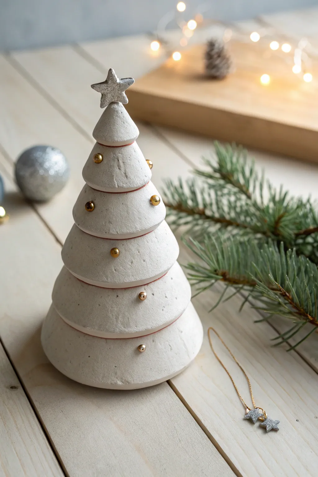 Elevate your holiday decor with this charming clay mini Christmas tree, where minimalist design meets festive cheer.