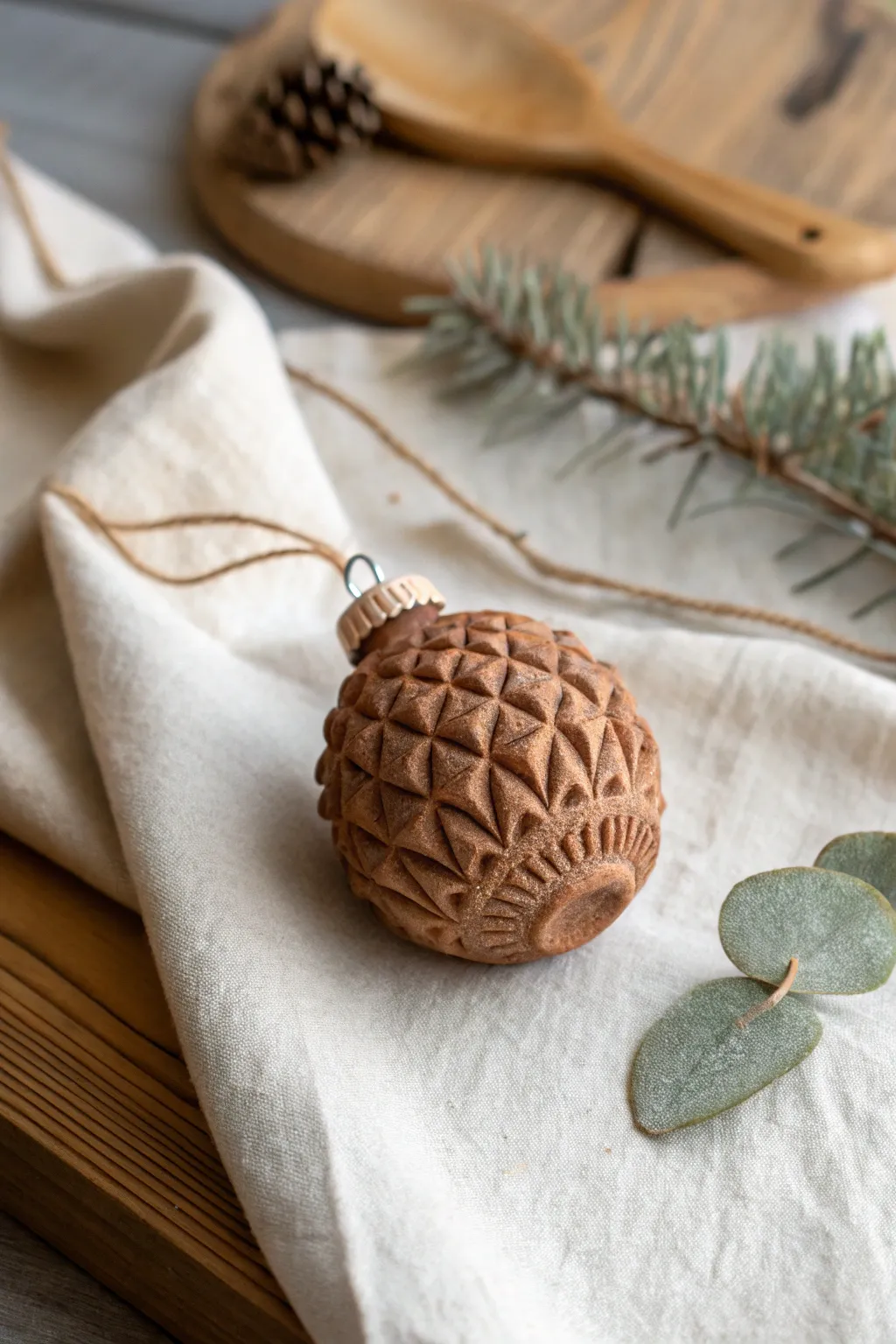 Embrace natural elegance with these pinecone-textured clay ornaments, perfect for adding a rustic touch to any minimalist space.