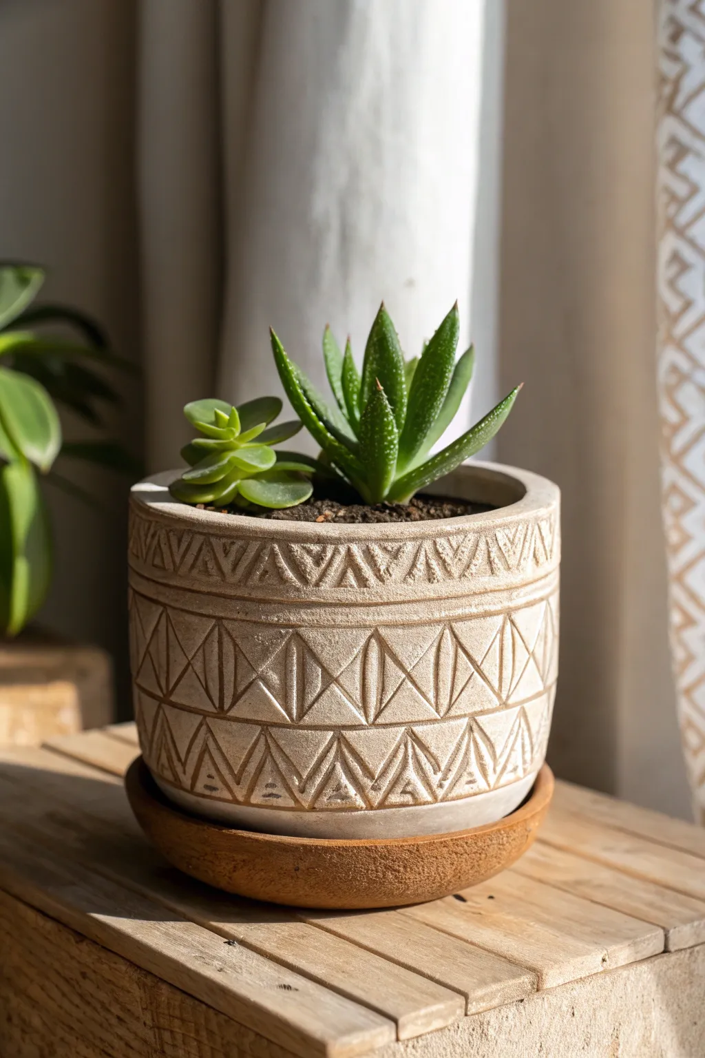 Elevate your indoor garden with these stunning geometric clay planters. Perfect for showcasing your succulents in style!