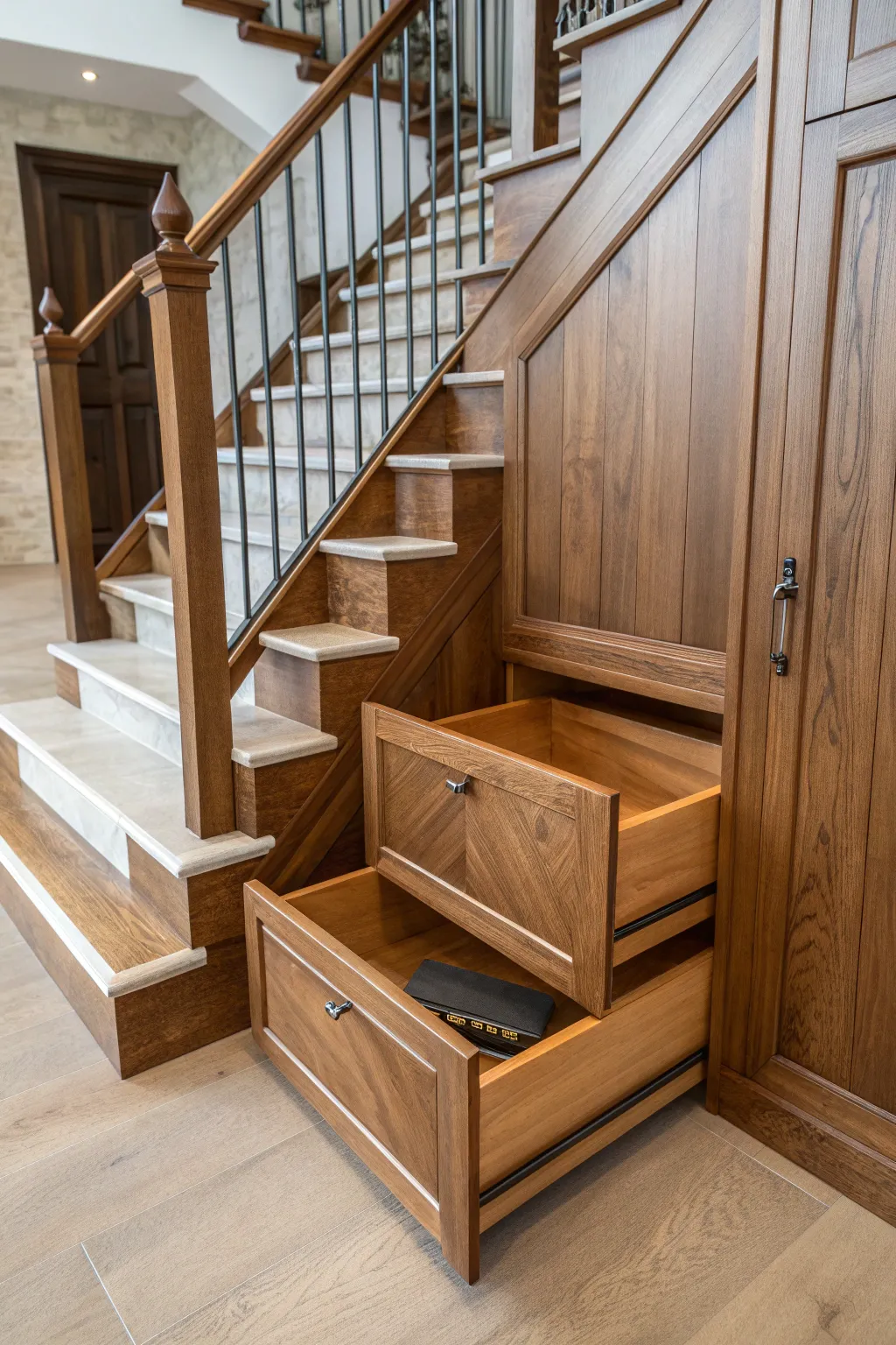 Unlock the hidden potential under your stairs with this masterful craftsmanship.