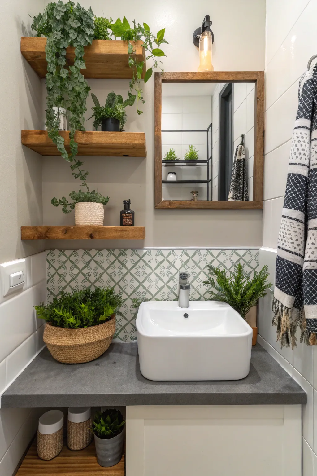 Plants add a refreshing touch to any cloakroom design.