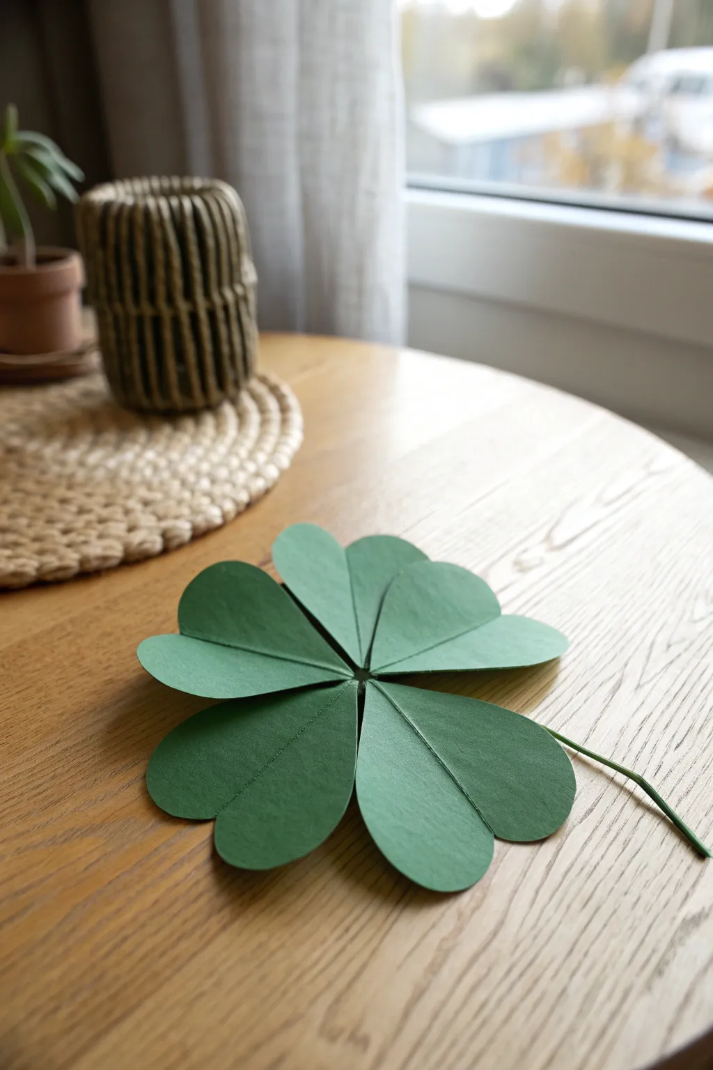 Craft your own little patch of green with this simple yet stunning construction paper clover project! 🌿✨