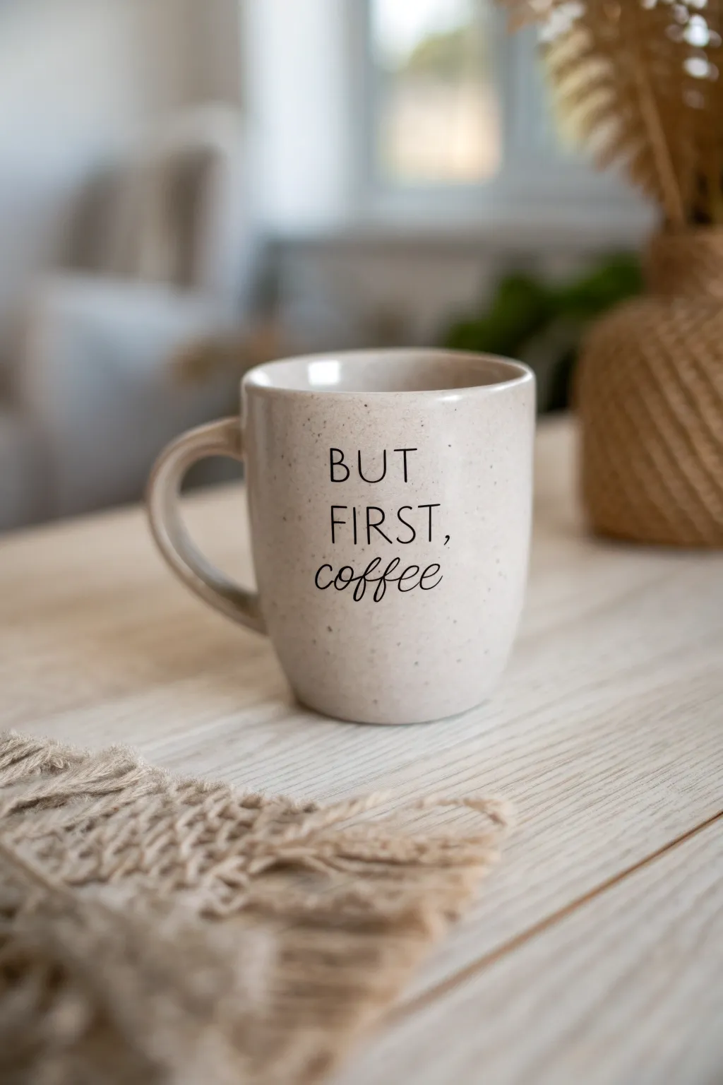 Start your day with a touch of elegance: 'But First, Coffee.'