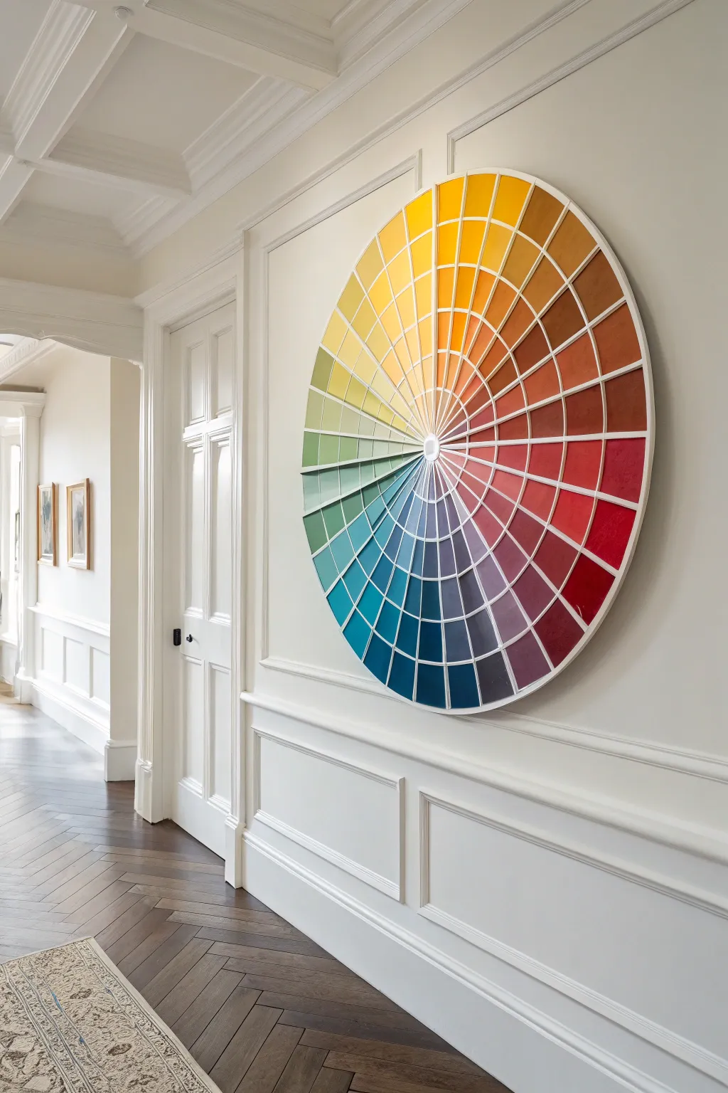 Craft your own vibrant masterpiece with a 3D paint chip color wheel—an eco-friendly way to brighten up any space!