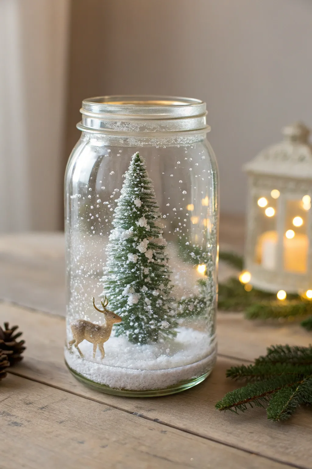 Capture the magic of winter with a handcrafted snow globe jar, the perfect blend of simplicity and charm for your Christmas gifting.