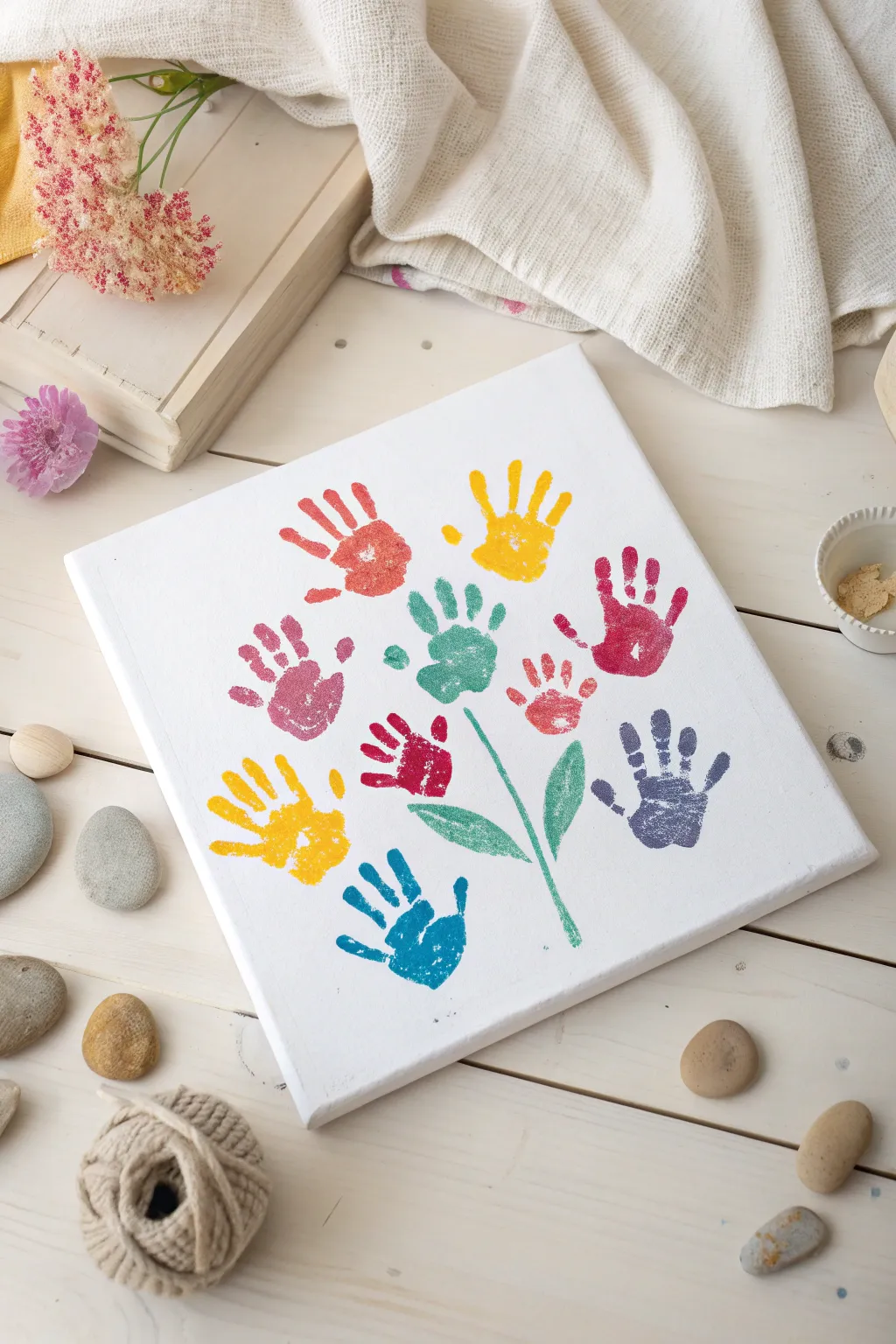 Cherish the beauty of creativity with vibrant handprint art that transforms little hands into timeless floral masterpieces.