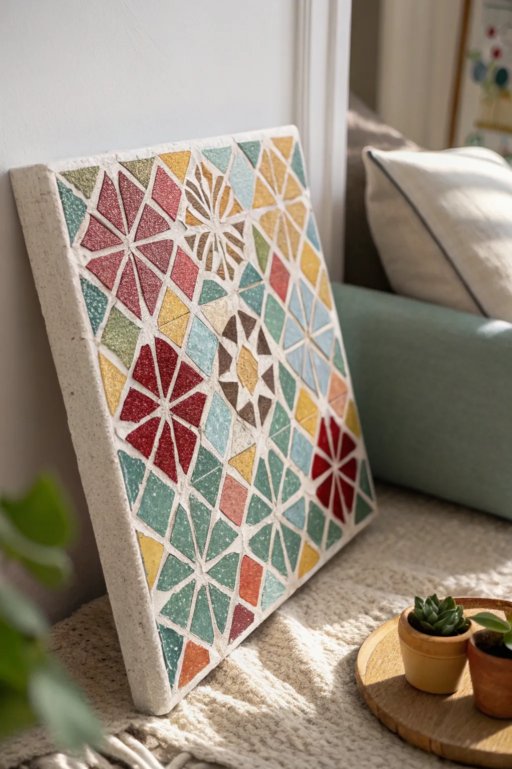 Elevate your space with the timeless beauty of handcrafted mosaic art on canvas.