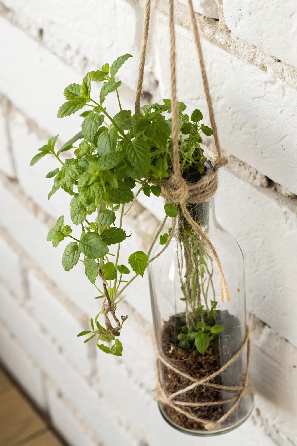 Elevate your greenery game with these chic hanging bottle planters—where style meets simplicity.