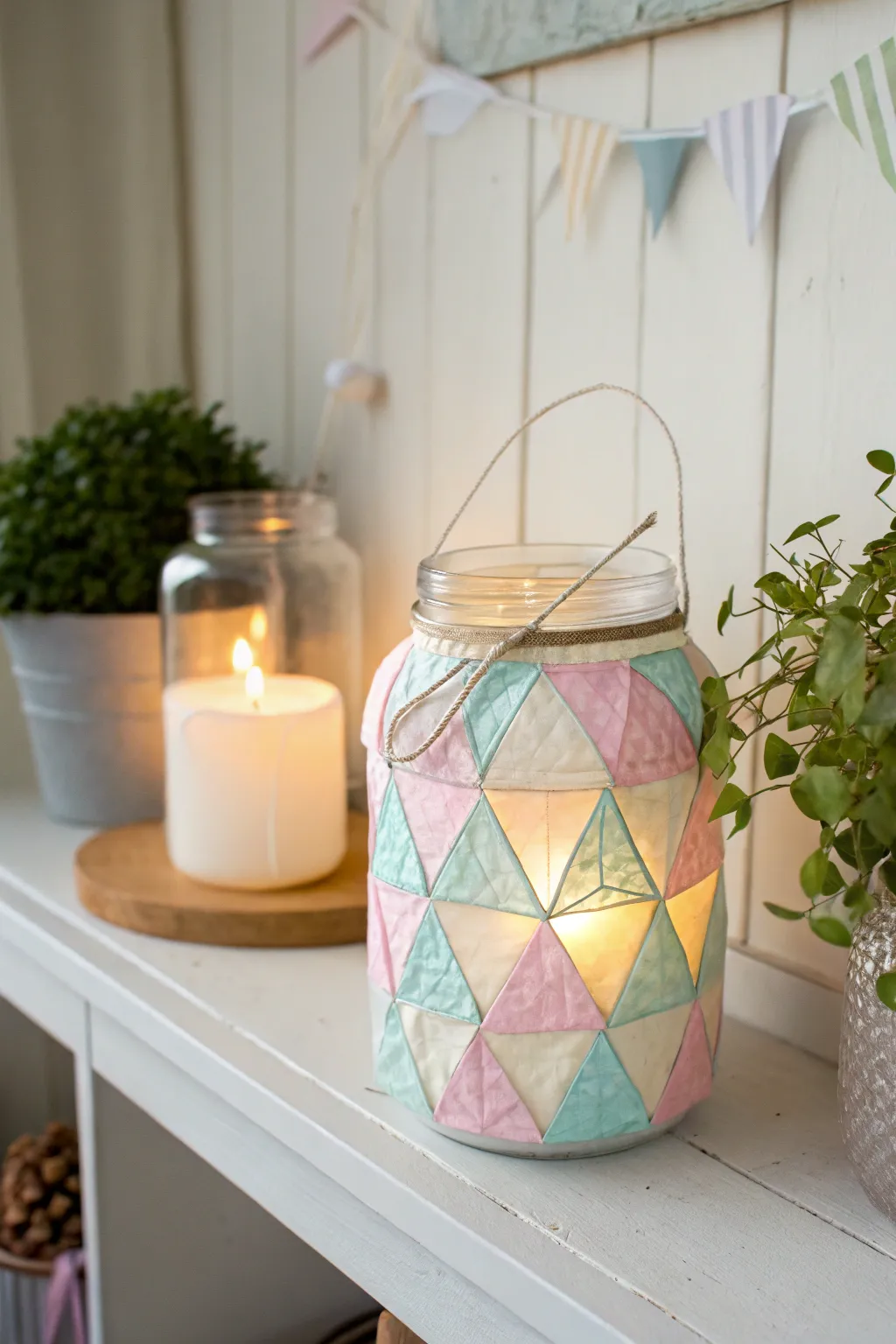 Illuminate your space with the charm of upcycled geometric lanterns, where simplicity meets creativity.