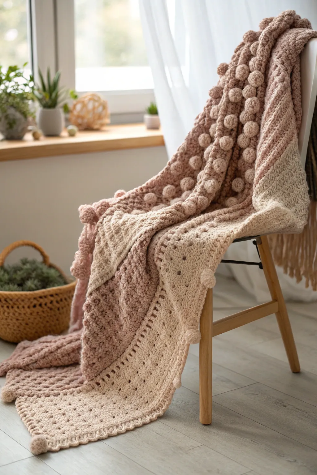 Feel the warmth and texture of elegance with this bobble crochet masterpiece.
