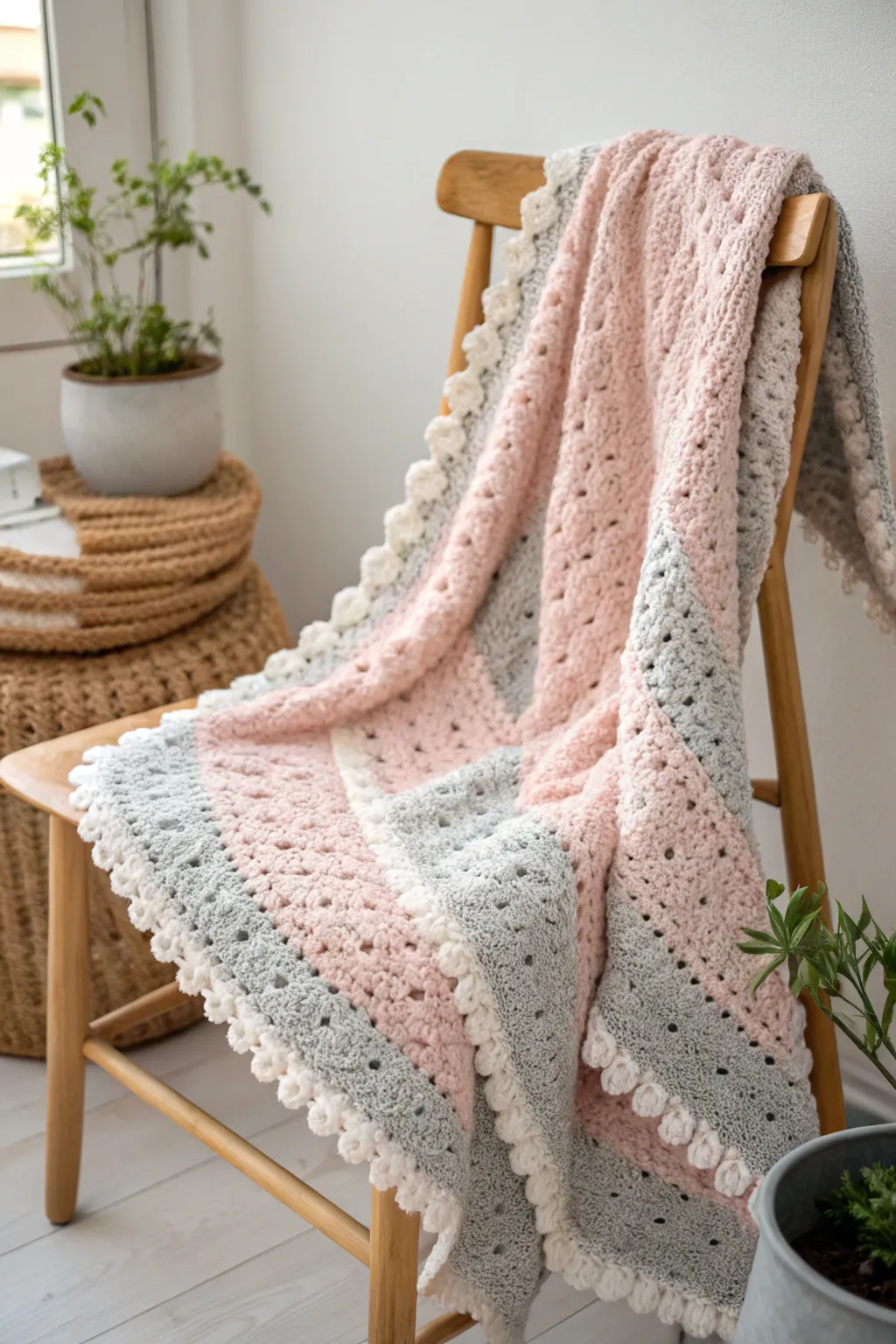 Picot Perfection: Elevate your crochet blanket with a touch of elegance.