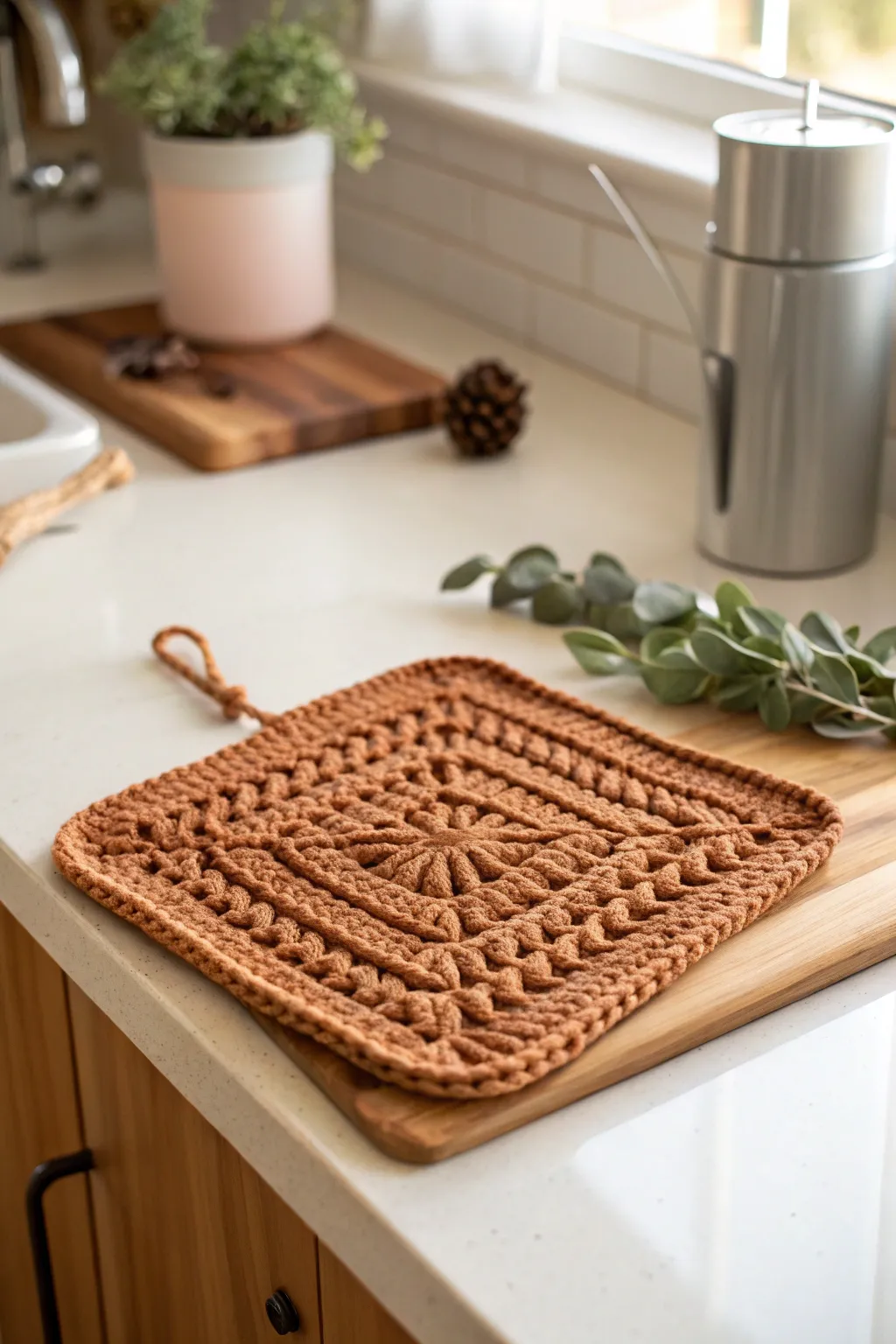 Elevate your kitchen essentials with this stunning, double thick crochet potholder — where simplicity meets elegance.