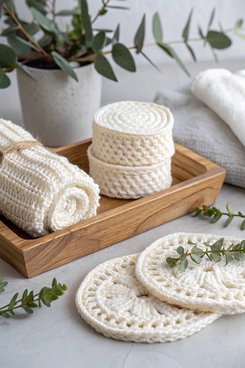 Indulge in handcrafted luxury with this elegant crochet spa set, perfect for pampering your loved ones naturally.