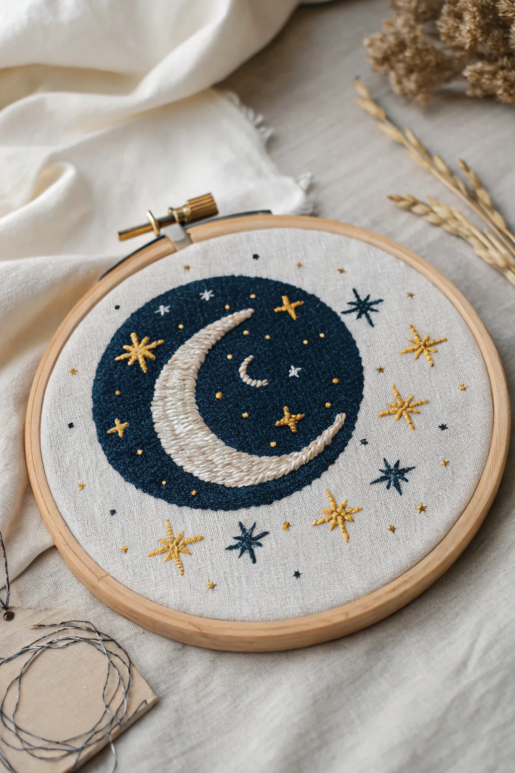 Dream away under a cosmic night sky, lovingly stitched to perfection.