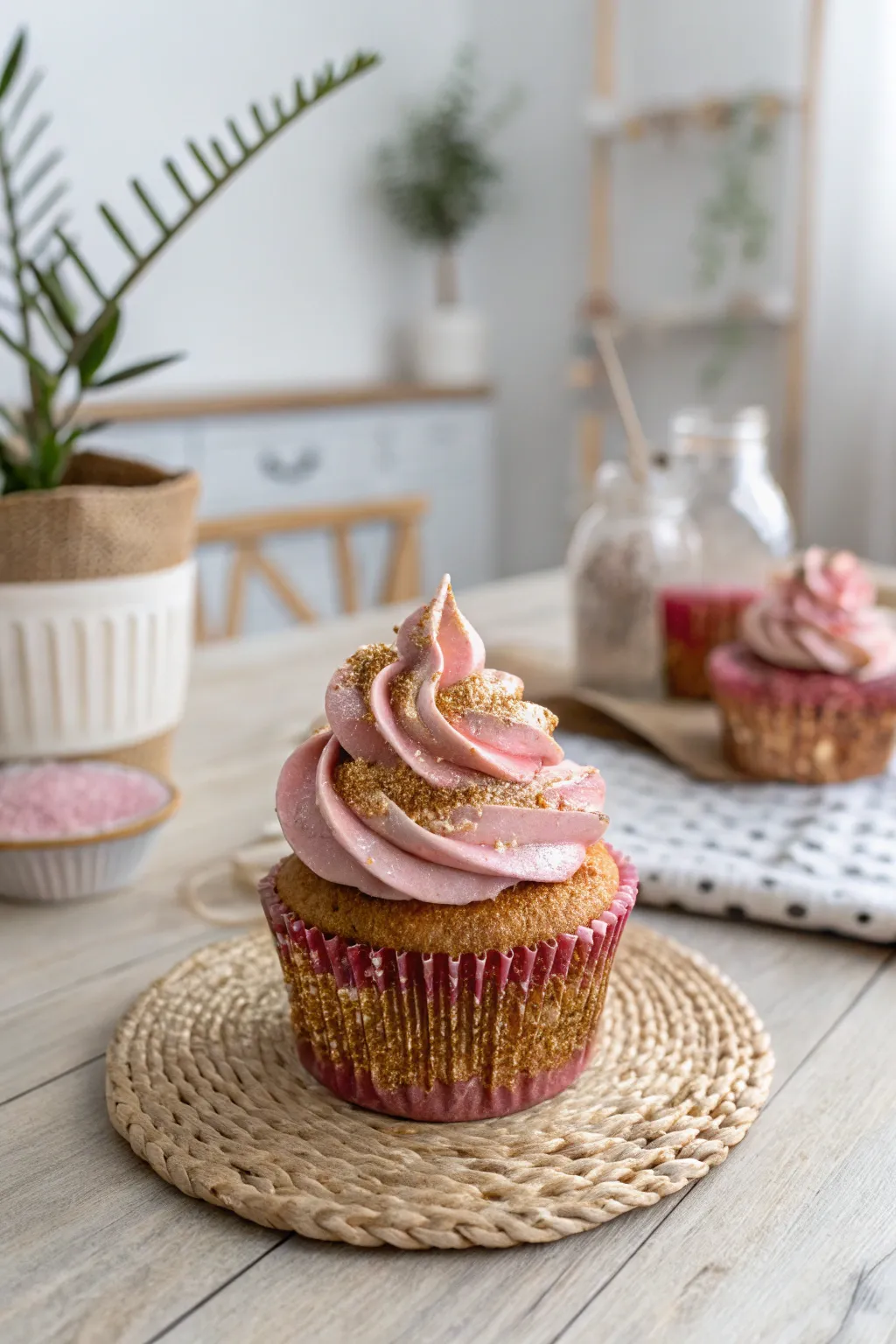 Add a touch of sparkle to your Valentine's Day with this Glitter Glam Cupcake, where minimalism meets boho charm.