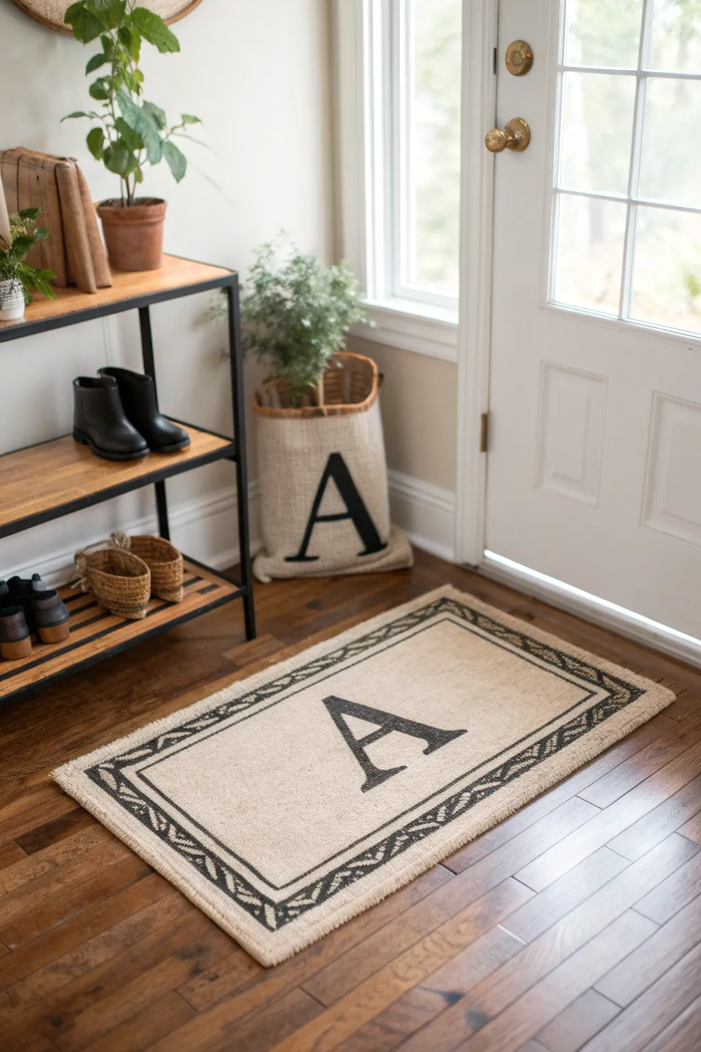 Embrace elegance with a personalized touch: a custom door mat with a bold initial.