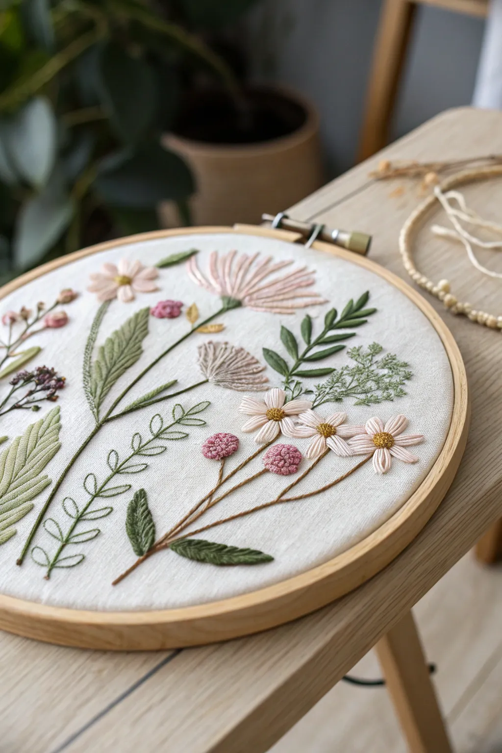 Embrace the art of embroidery with nature-inspired floral designs that bring the serenity of the outdoors into your home.