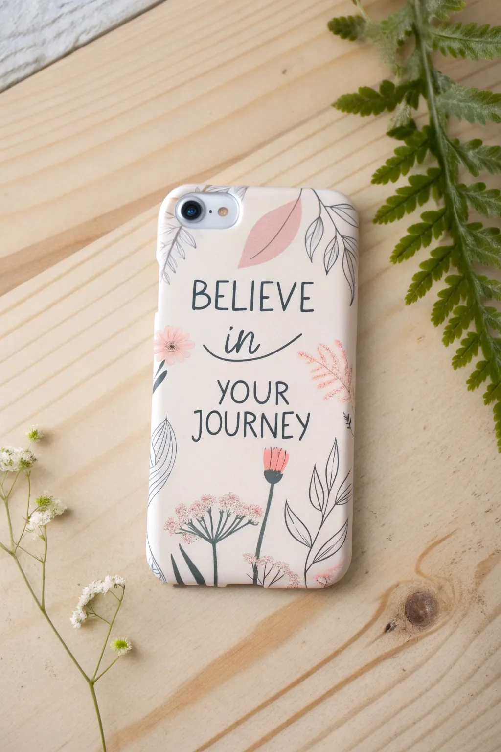 Carry inspiration with you: A minimalist phone case that radiates positivity and elegance.