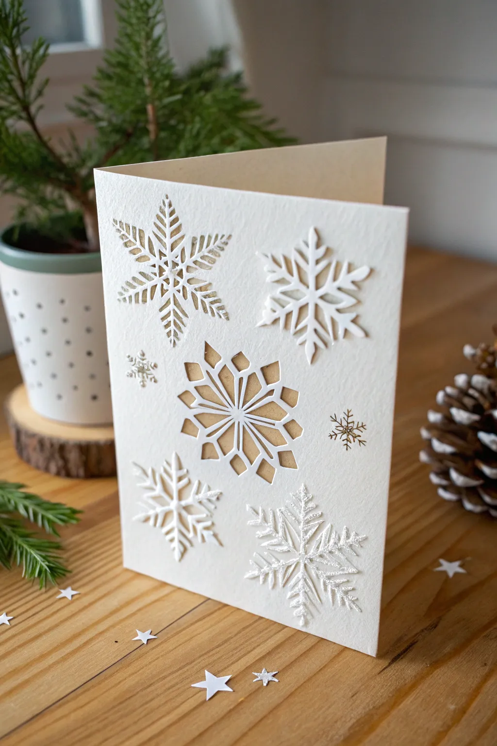 Transform your holiday greetings into a winter wonderland with delicate snowflake cutouts. 🎄✨ #CraftedWithLove