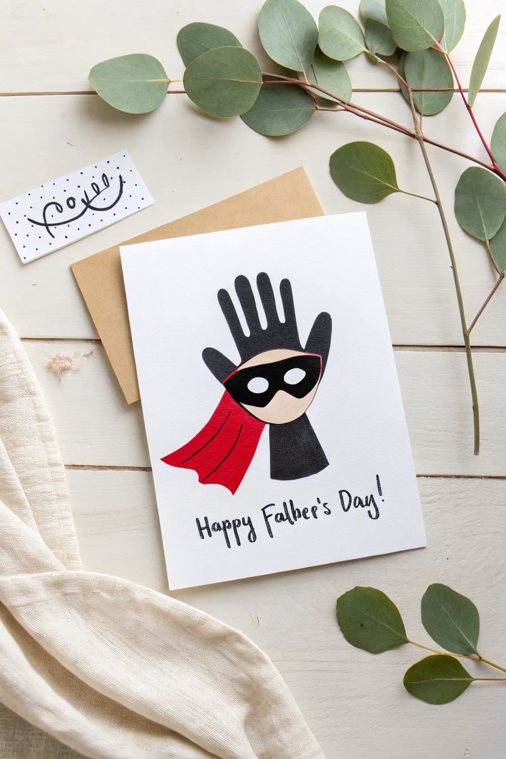 Celebrate Dad's superpowers with a handcrafted touch: a superhero handprint card that captures love and creativity.