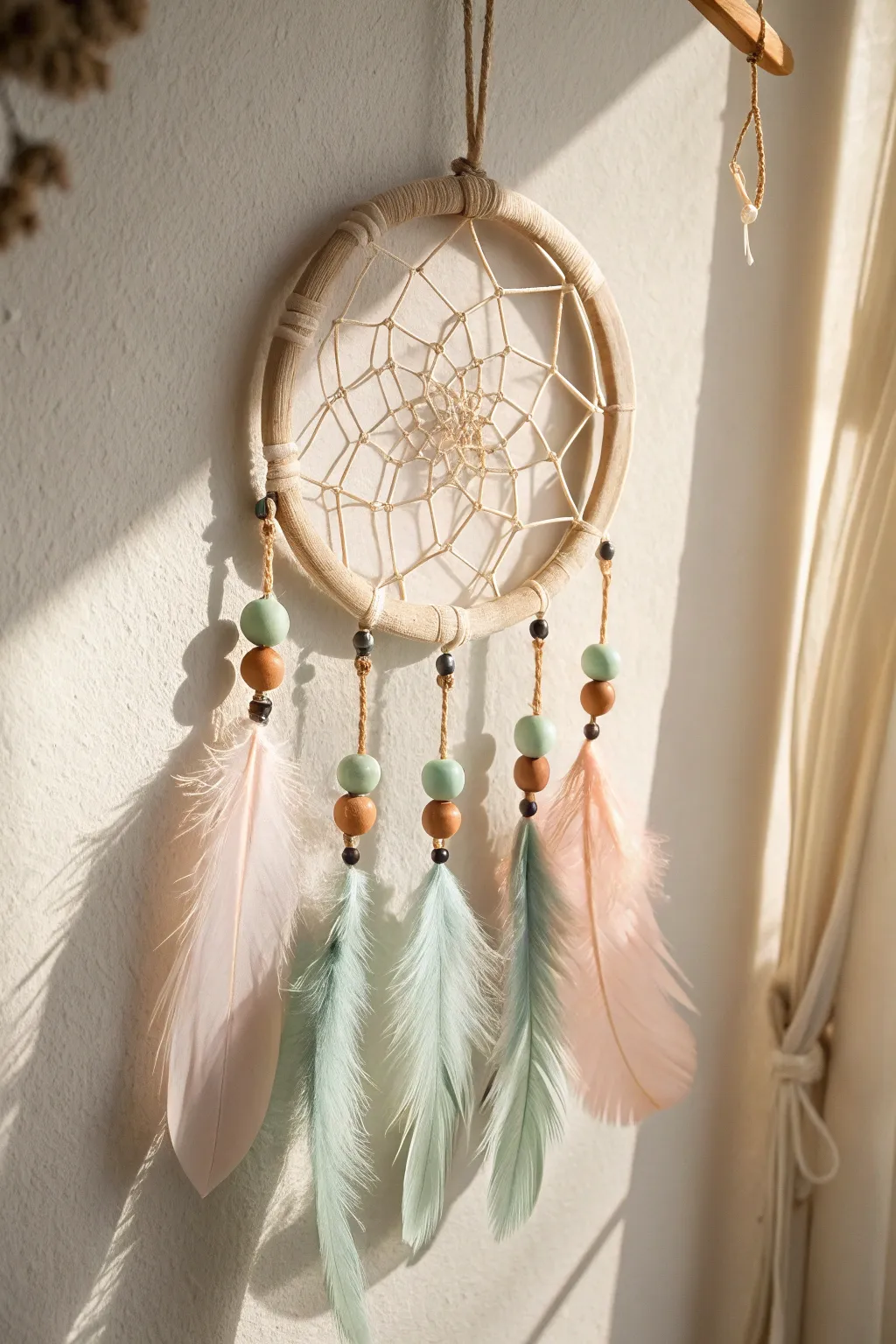 Add a touch of boho elegance with this handcrafted dream catcher, perfect for any minimalist space.