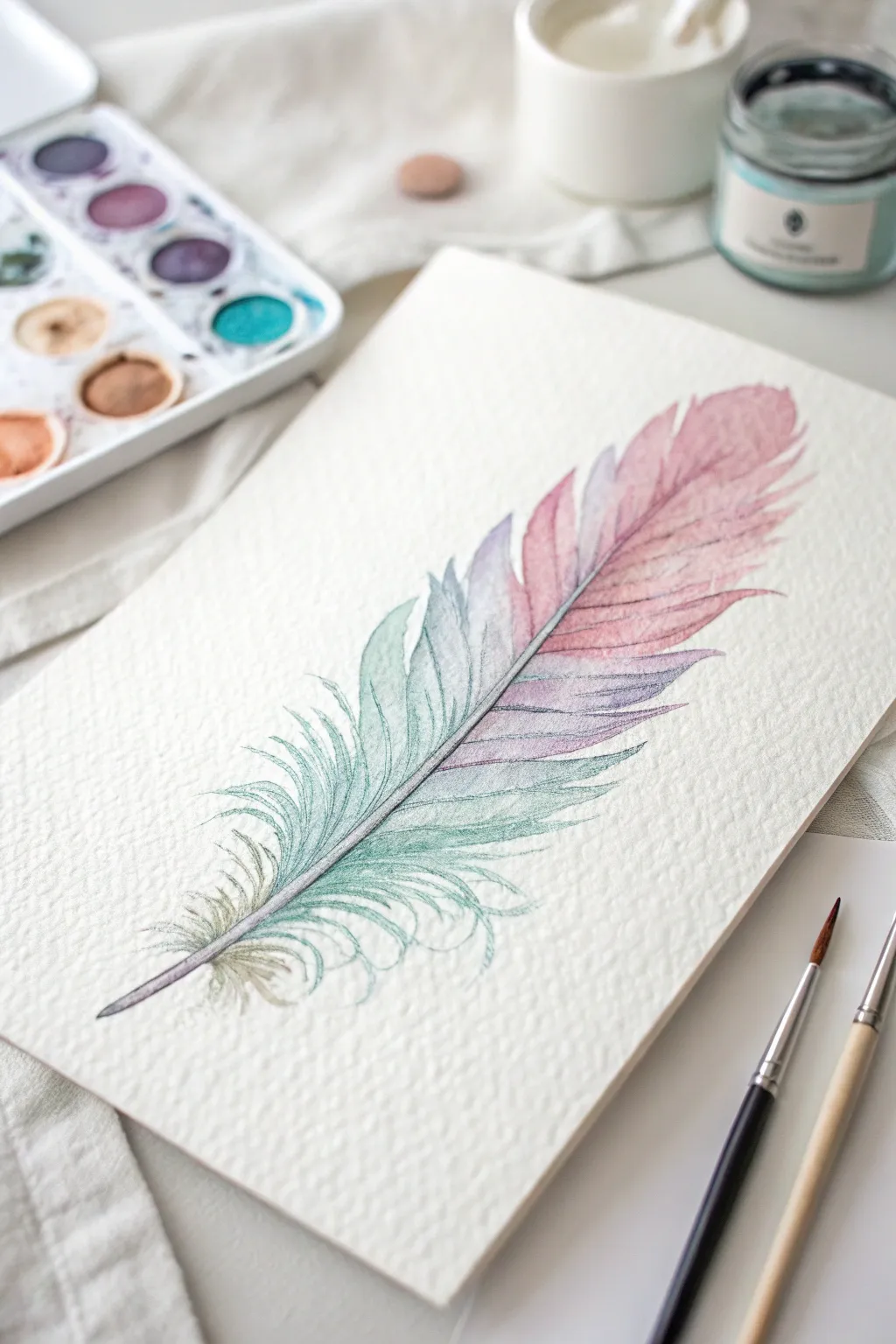 Embrace the lightness and beauty of watercolor feathers for a serene boho touch.