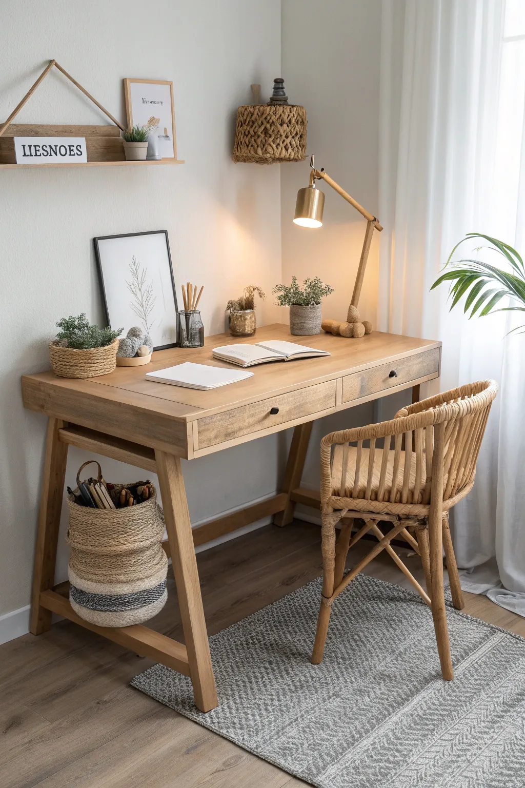 Discover the perfect blend of functionality and style with this L-shaped desk that complements any minimalist aesthetic.