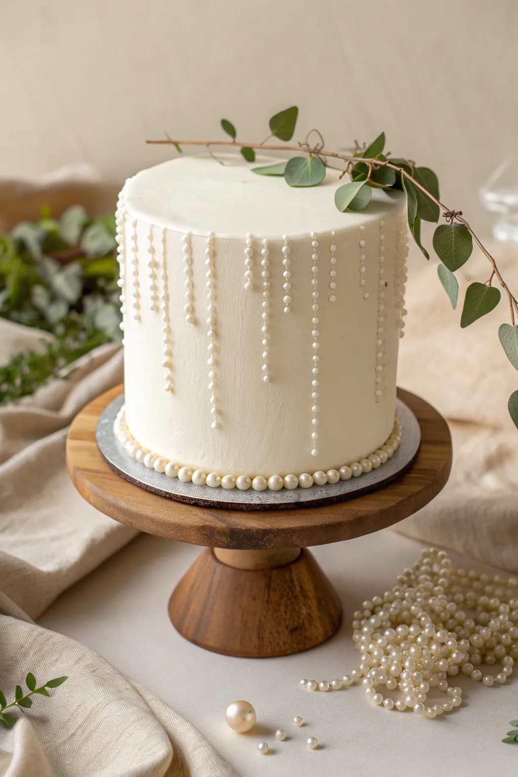 Elevate your cake design with a touch of opulence: the timeless elegance of a pearl drip.
