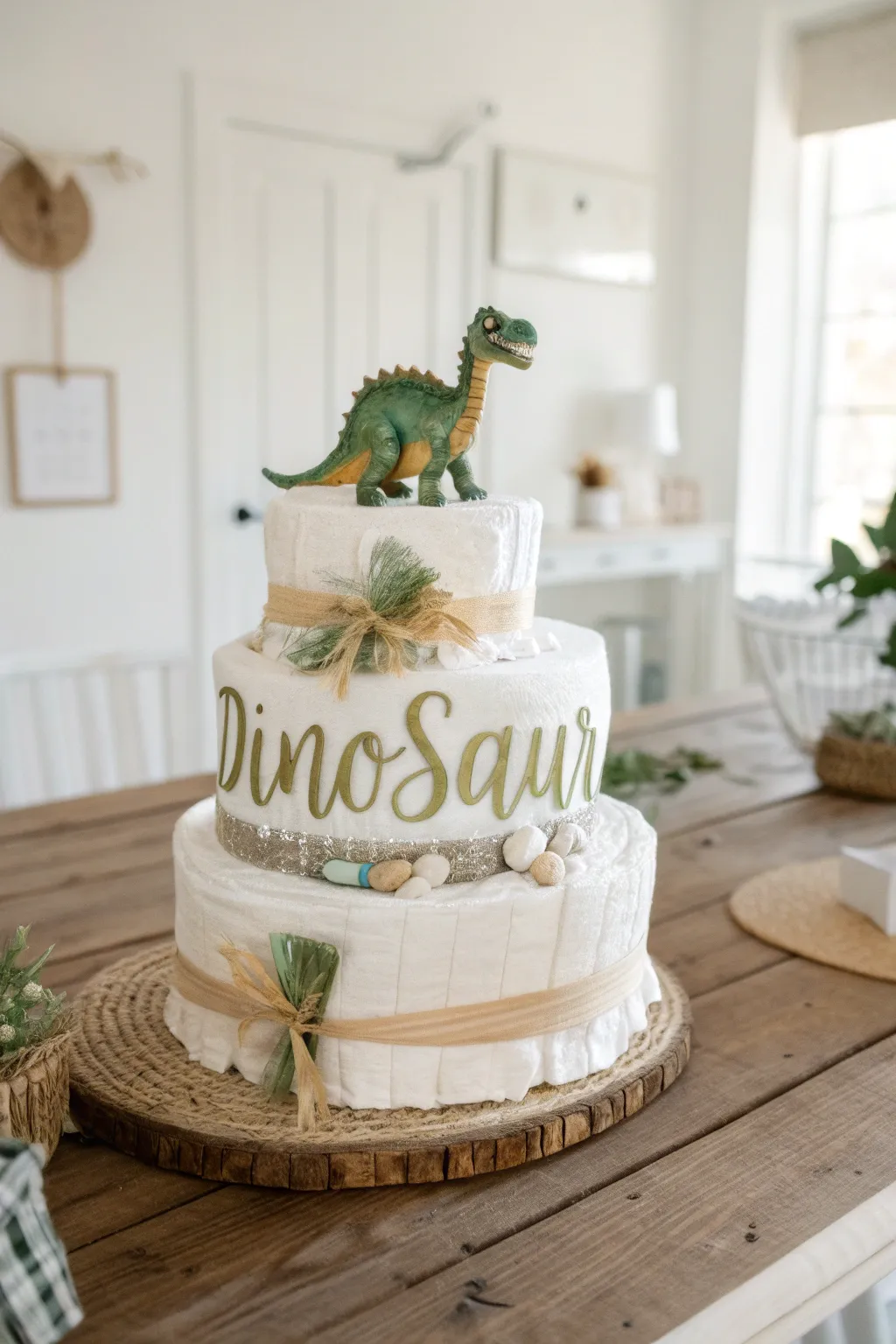 Add a personal touch to your diaper cake with custom name tags for a truly special gift.