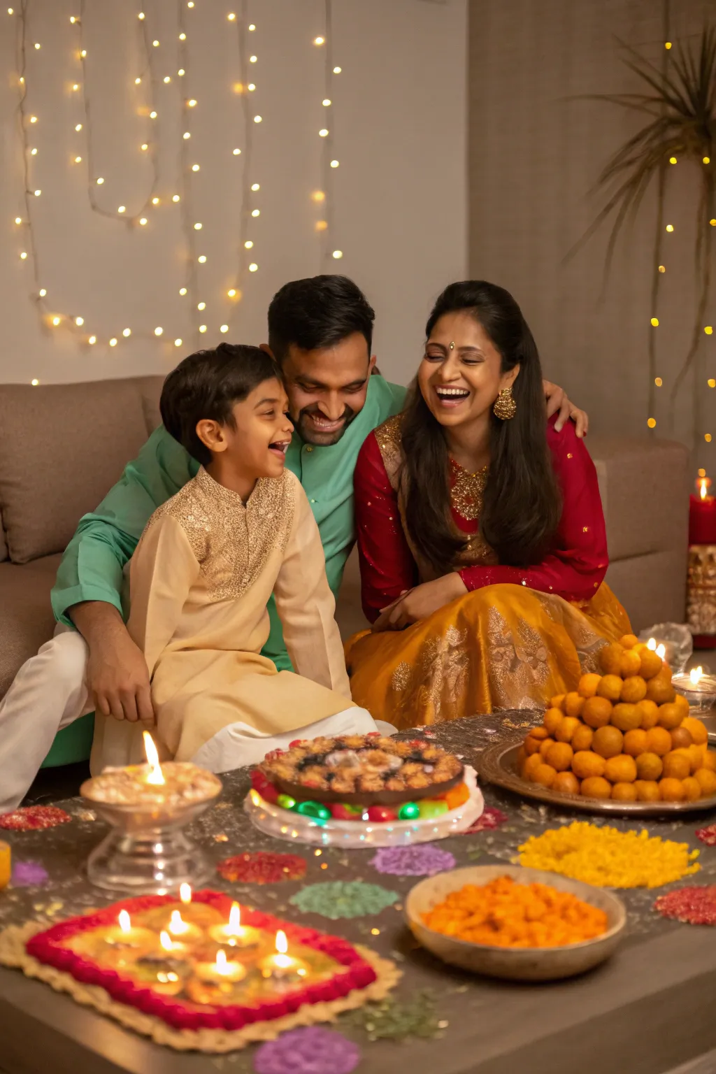 Family moments filled with laughter and sweets are at the heart of Diwali.