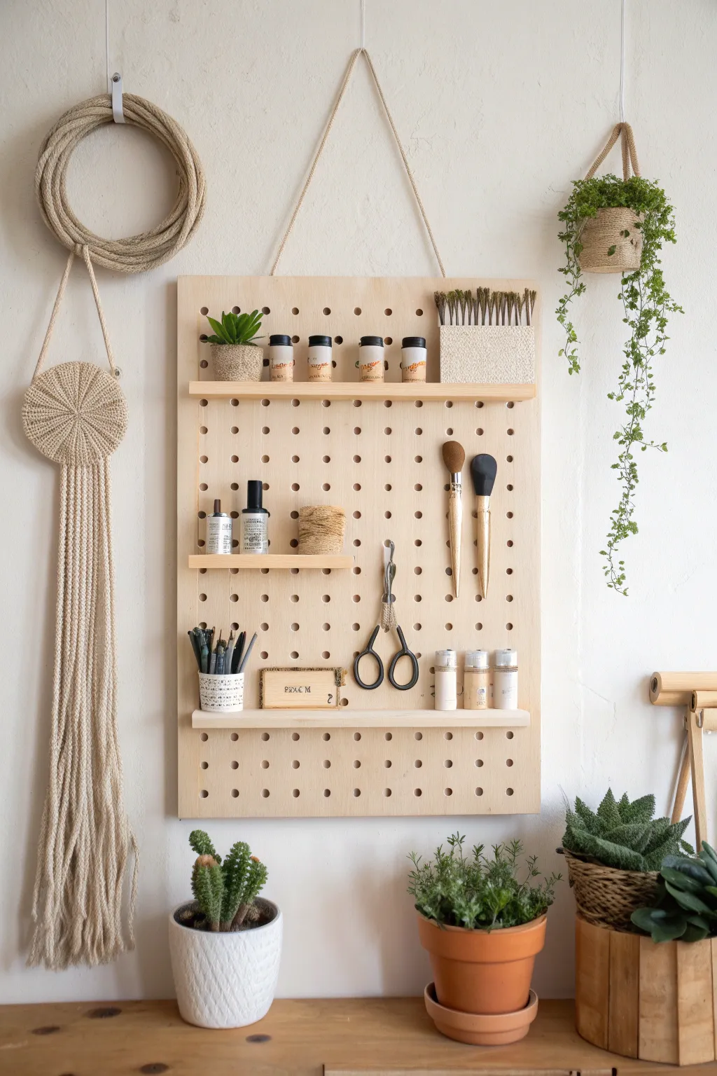 Transform your workspace with a pegboard that doubles as art—where creativity meets organization.