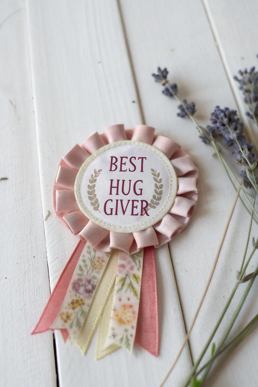 Celebrate special moments with an elegantly crafted DIY ribbon award, perfect for honoring the 'Best Hug Giver' in your life.
