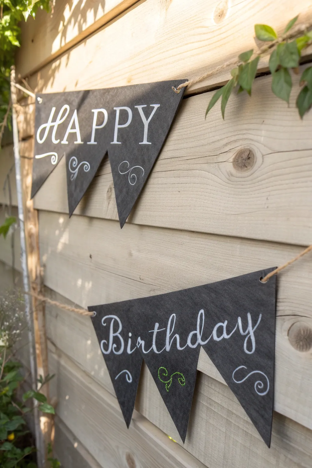 Elevate your party decor with a charming DIY chalkboard banner, perfect for adding a rustic touch to your celebration!