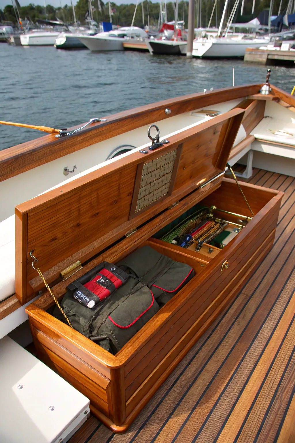 Maximize your boat's space with this elegant DIY bench seat, expertly crafted for both comfort and clever storage.