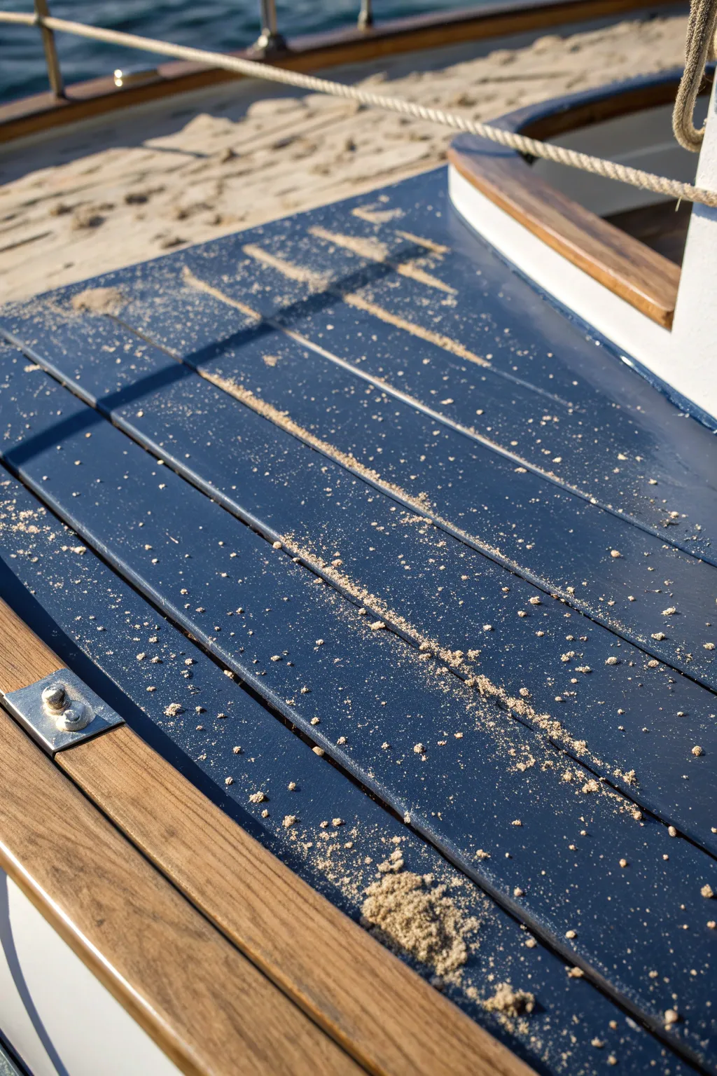 Transform your boat deck with the perfect blend of style and safety using non-slip paint with sand.