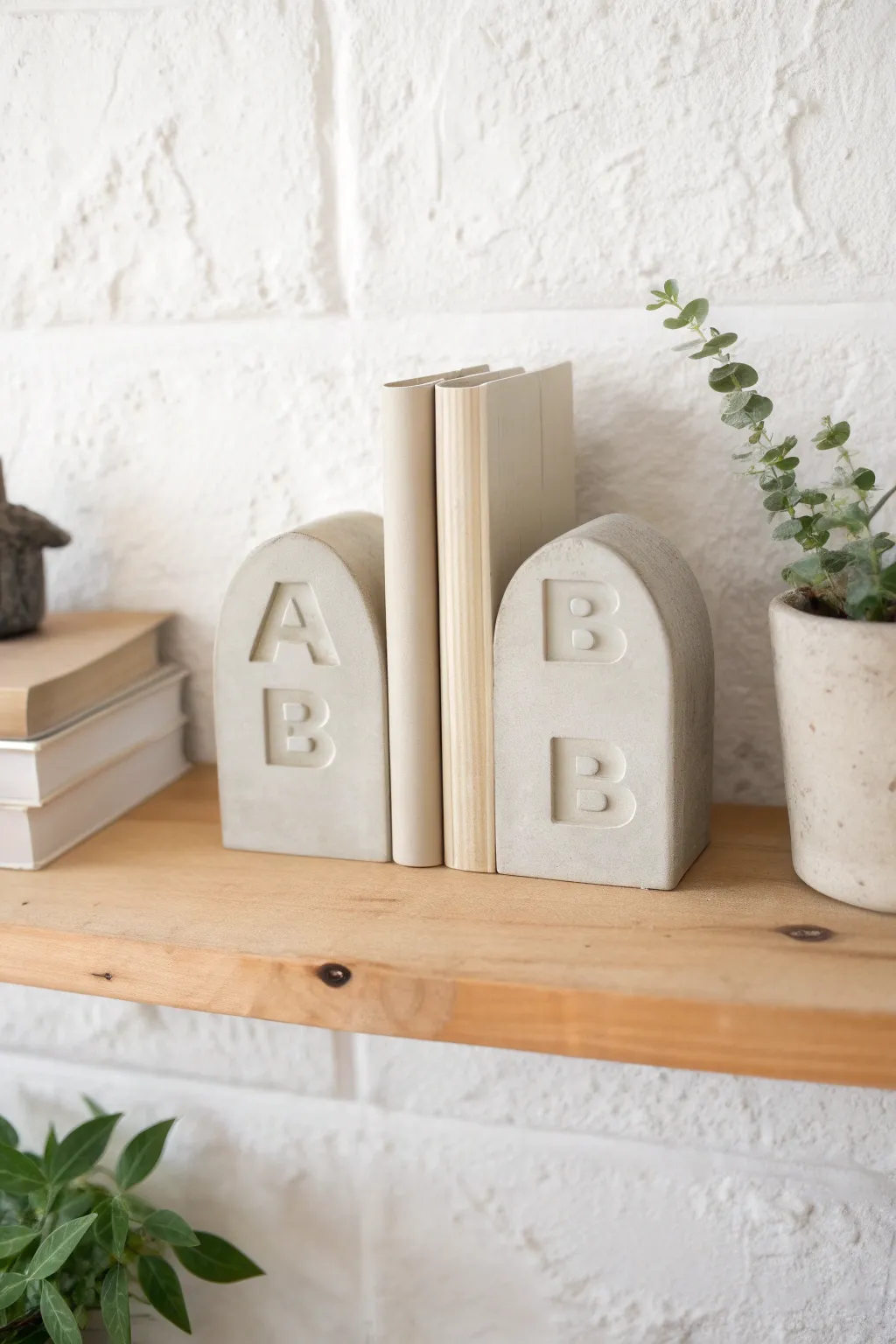 Elevate your reading nook with chic concrete letter bookends—where industrial meets elegance.