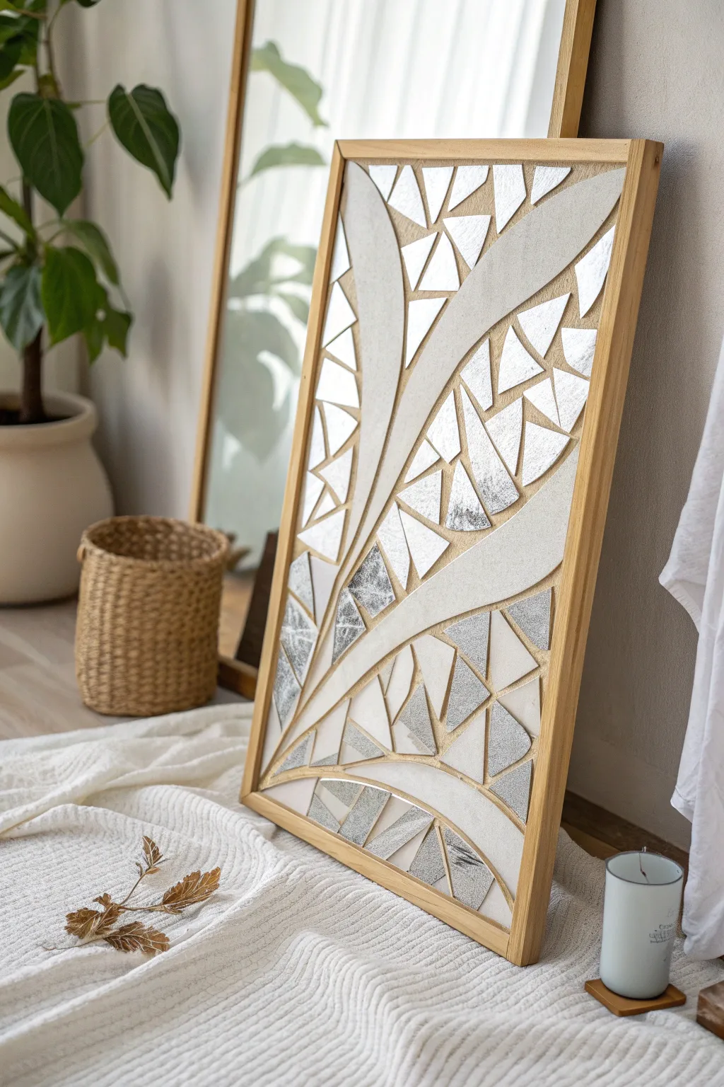 Embrace the beauty of randomness with this abstract mirror collage, where creativity knows no bounds.