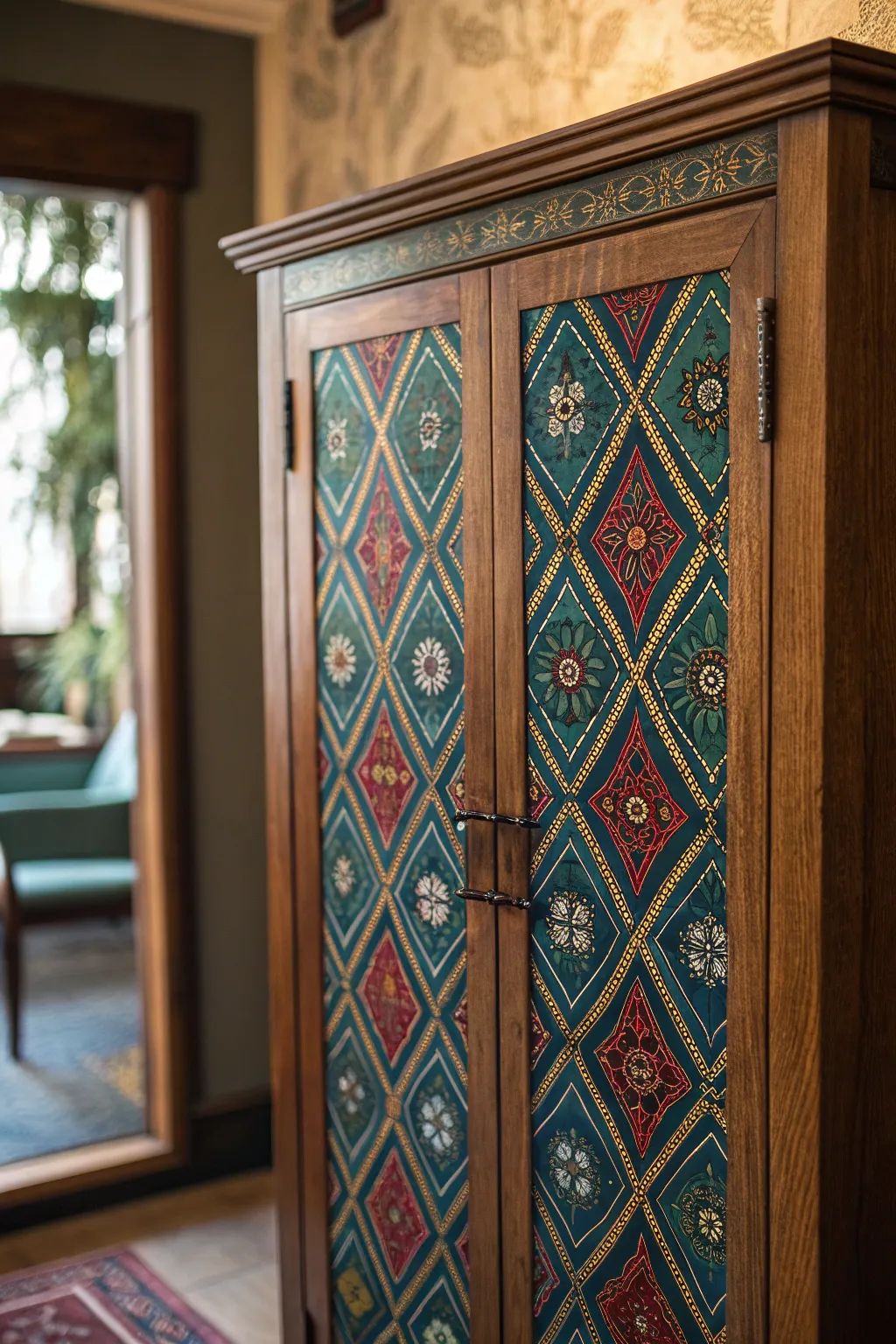 Transform your space with a touch of artistic flair—discover the power of wallpaper on cabinet doors.