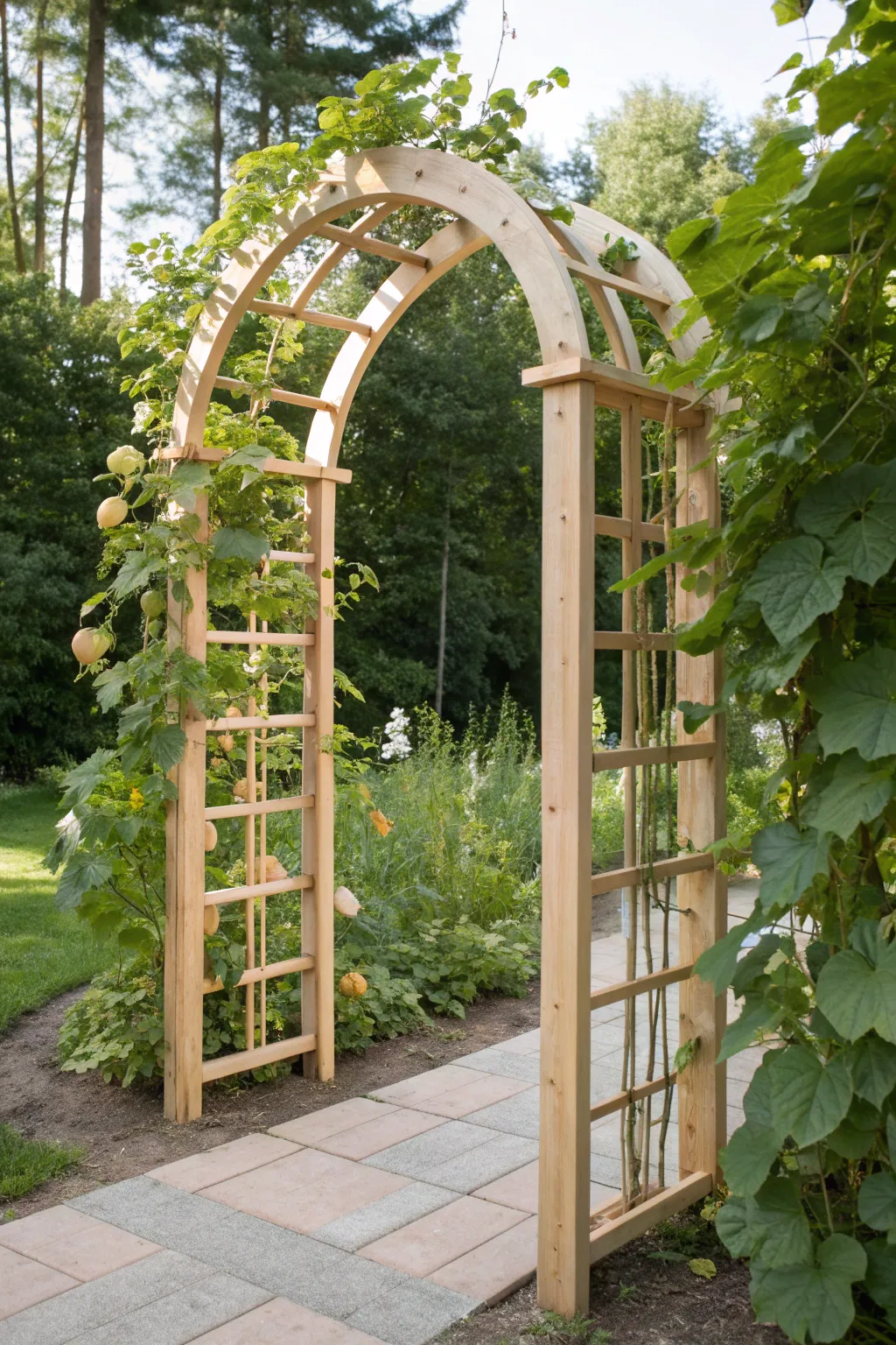 Step into a whimsical garden escape with this charming archway trellis.