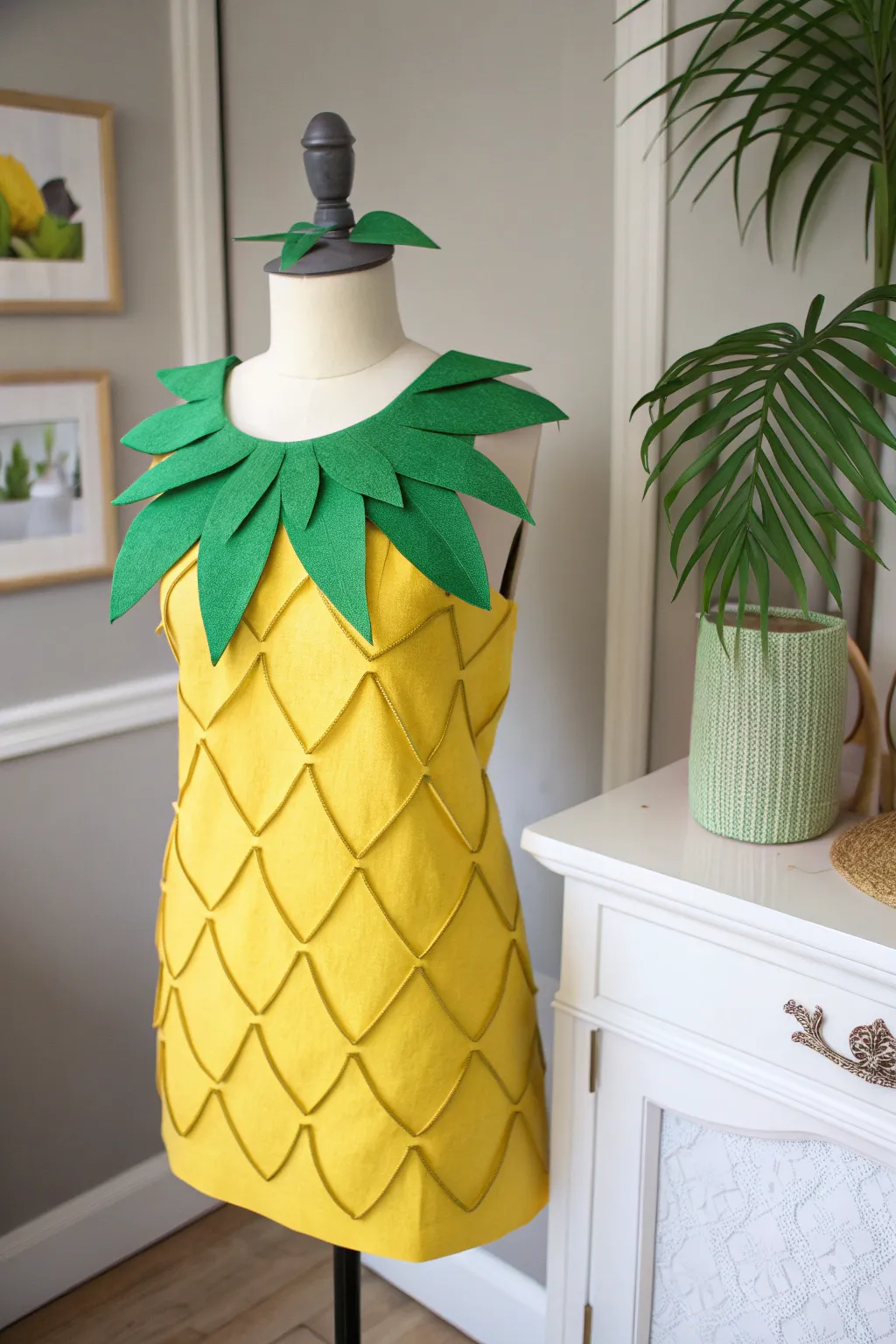 Transform into a delightful fruit with this charming pineapple costume—perfect for adding a splash of fun and color to any carnival!