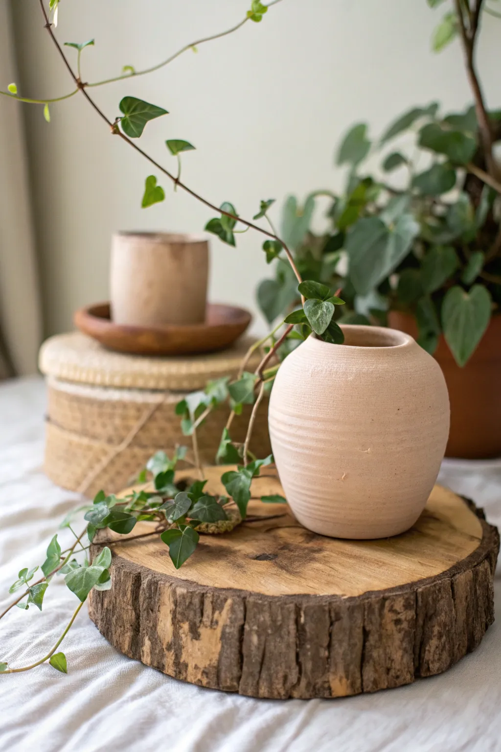 Elevate your home with this rustic wood and clay propagation station—where nature meets chic simplicity.