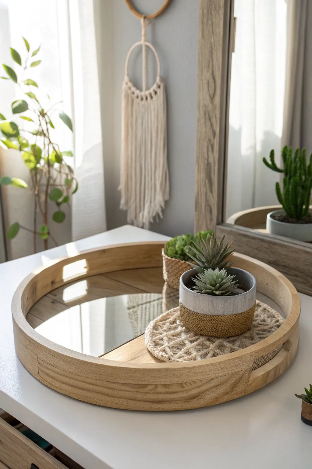 Elevate your coffee table decor with a mirrored tray that captures light and elegance.