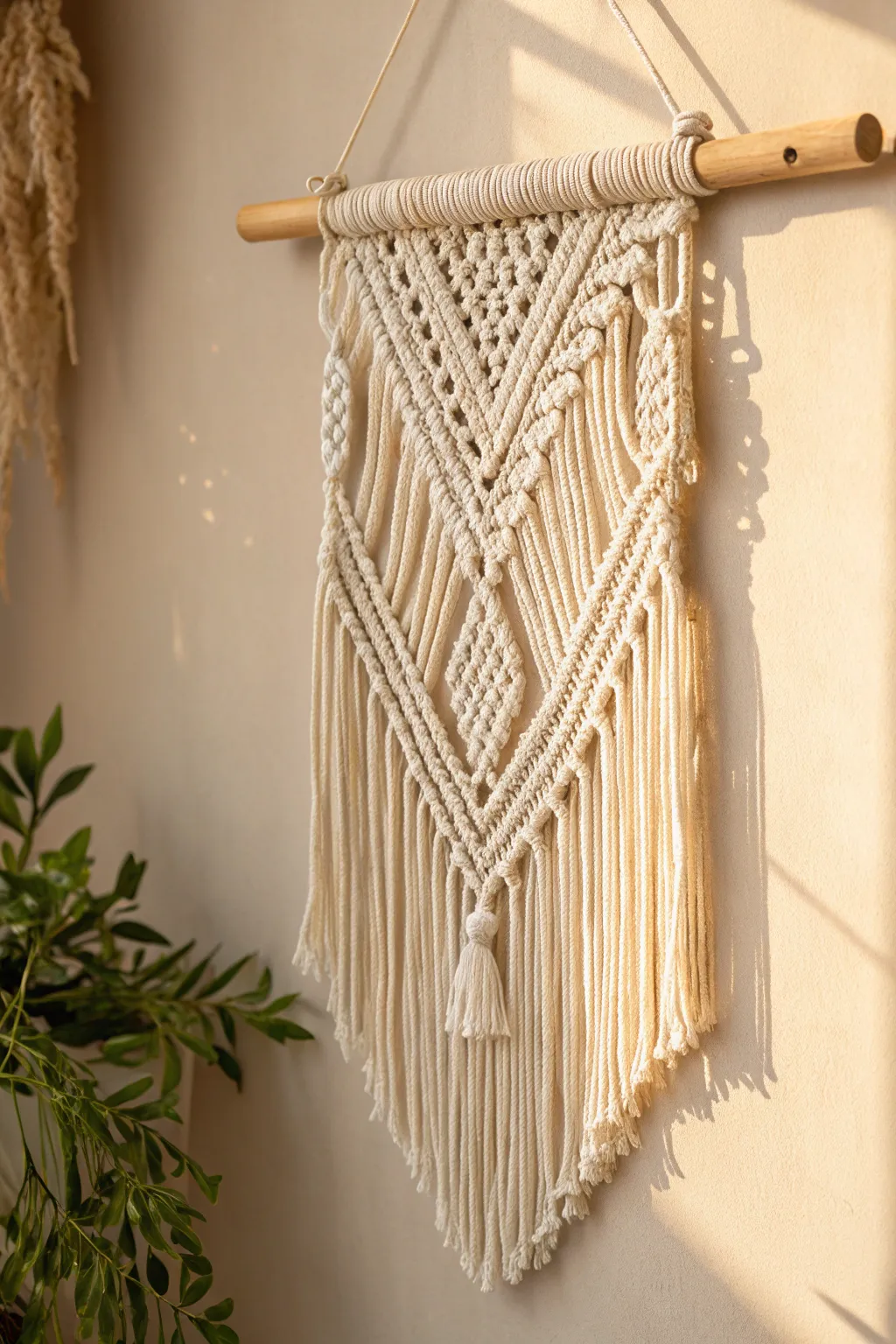 Elevate your space with the timeless elegance of a handmade macramé wall hanging.