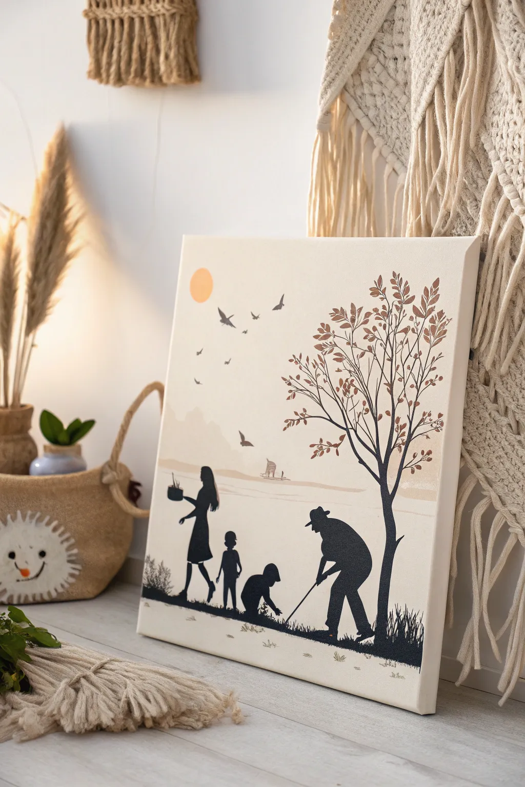 Capture the seasons with family silhouettes: a timeless DIY canvas masterpiece.
