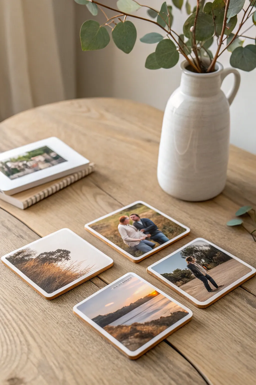 Preserve your favorite memories in style with custom photo coasters that blend simplicity and natural beauty.