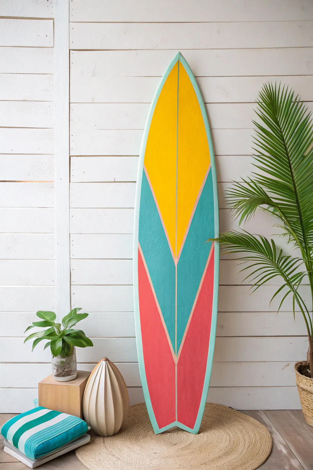 Add a splash of tropical vibes with handcrafted surfboard cutouts! 🌺🌊 #DIYBackdrop #BeachyDecor
