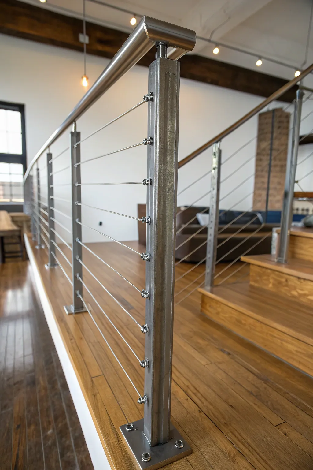 Elevate Your Space: Discover the minimalist beauty of cable railings for a sleek, modern loft.