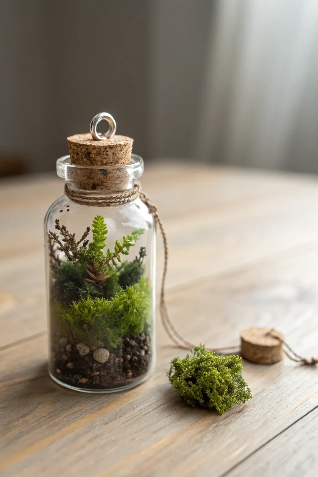 Carry a piece of nature with you: a charming miniature terrarium in a bottle.