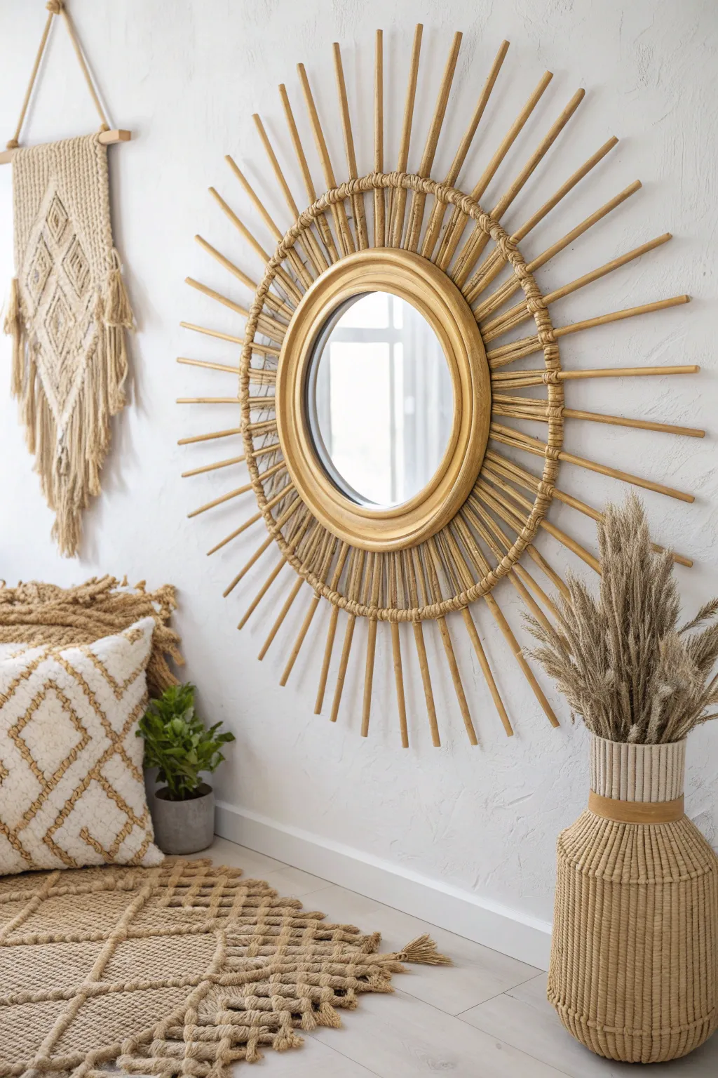 Elevate your space with a DIY sunburst mirror—where mid-century charm meets minimalist elegance.