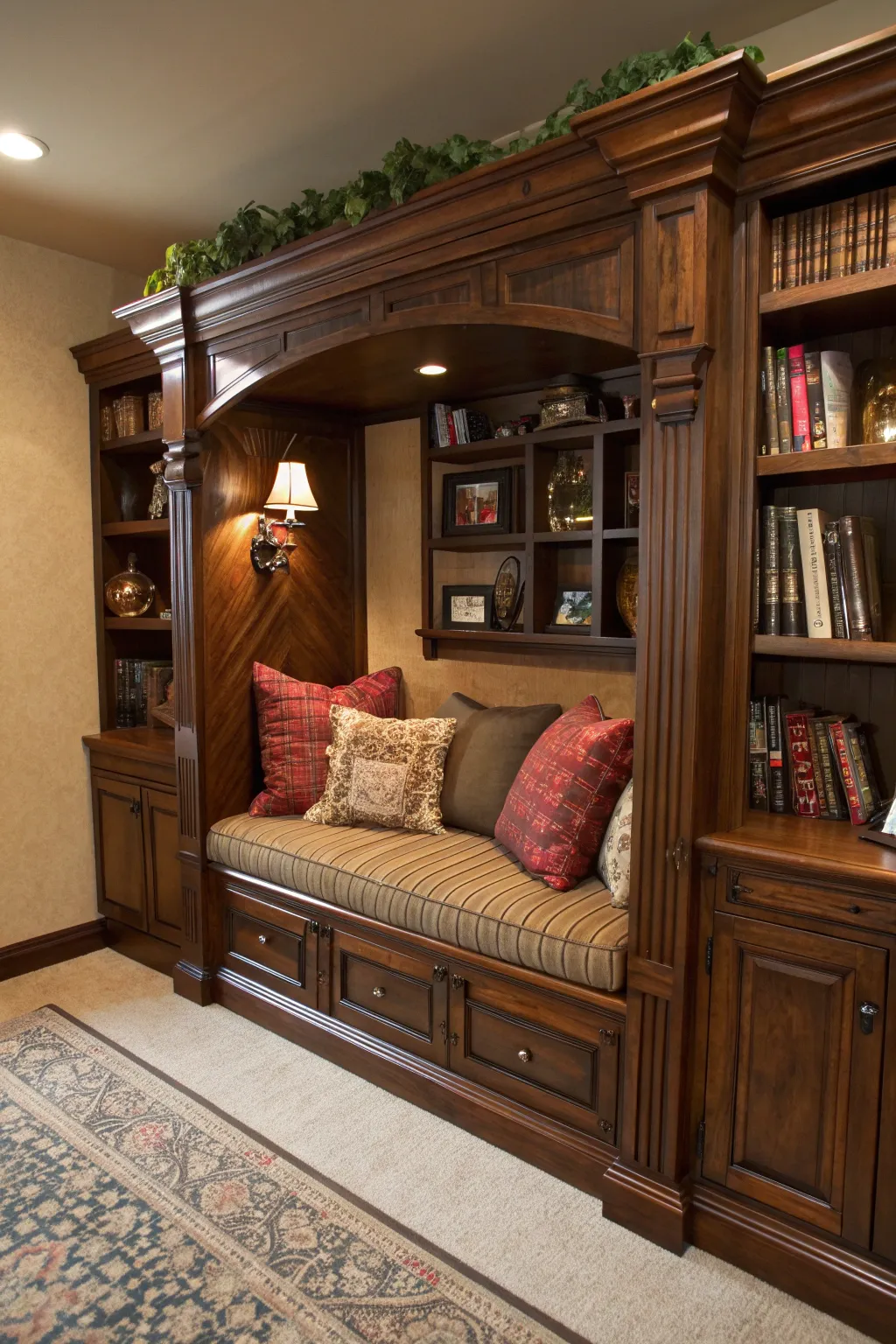 Transform your old entertainment center into a stylish reading haven!